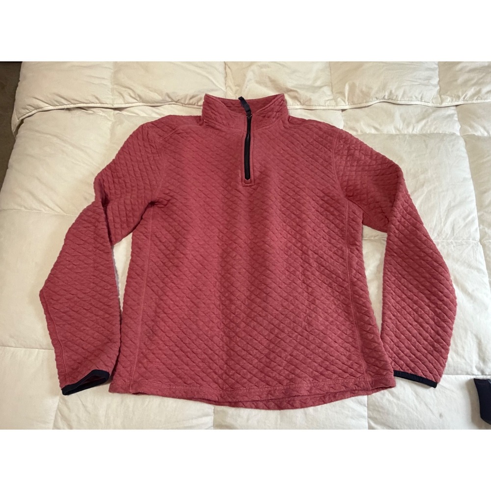 J.Crew Authentic Fleece Pink Quilted Quarter Zip Pullover Womens Small